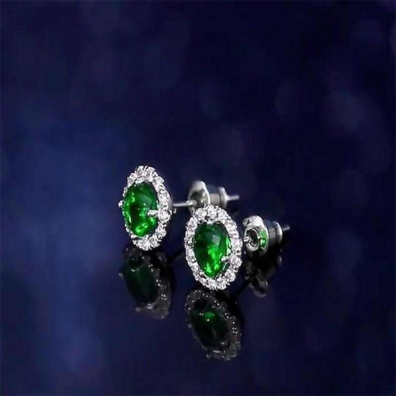 Elegant Green Cz Stud Earrings For Women Trendy Jewelry Accessory For Wedding Engagement Party Ladies