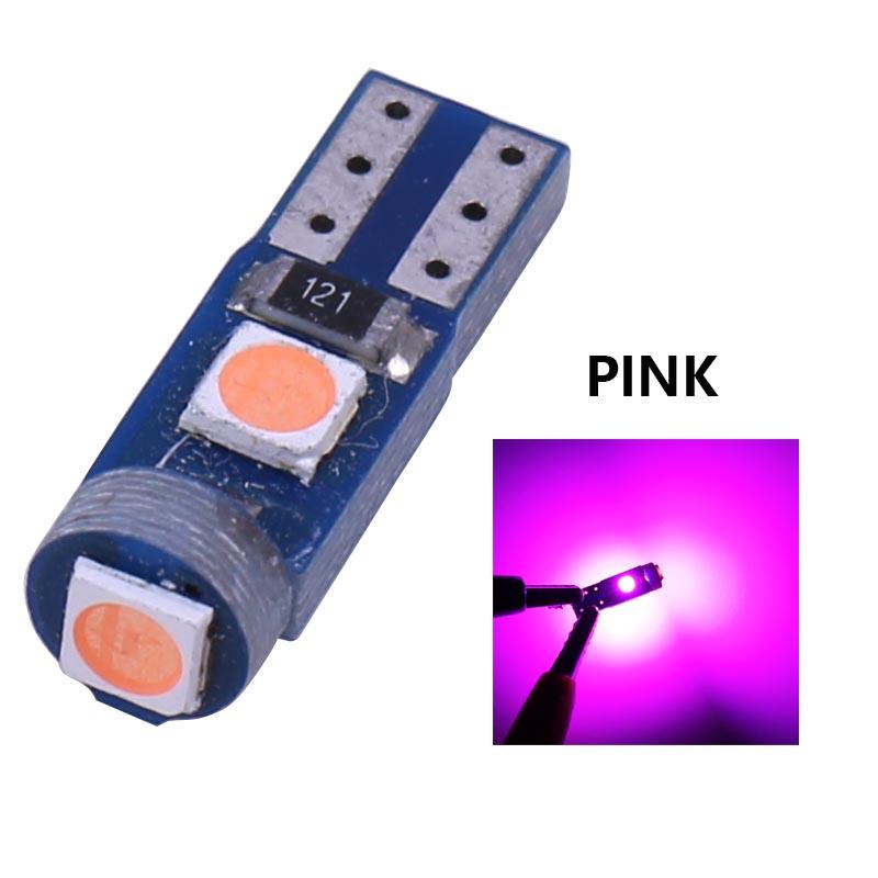 

RXZ 6PCS CANBUS T5LED W1.2W 3030 3LED Car Interior Light Auto Side Wedge Dashboard Gauge Instrument Lamp Bulb DC12V White Pink розовый