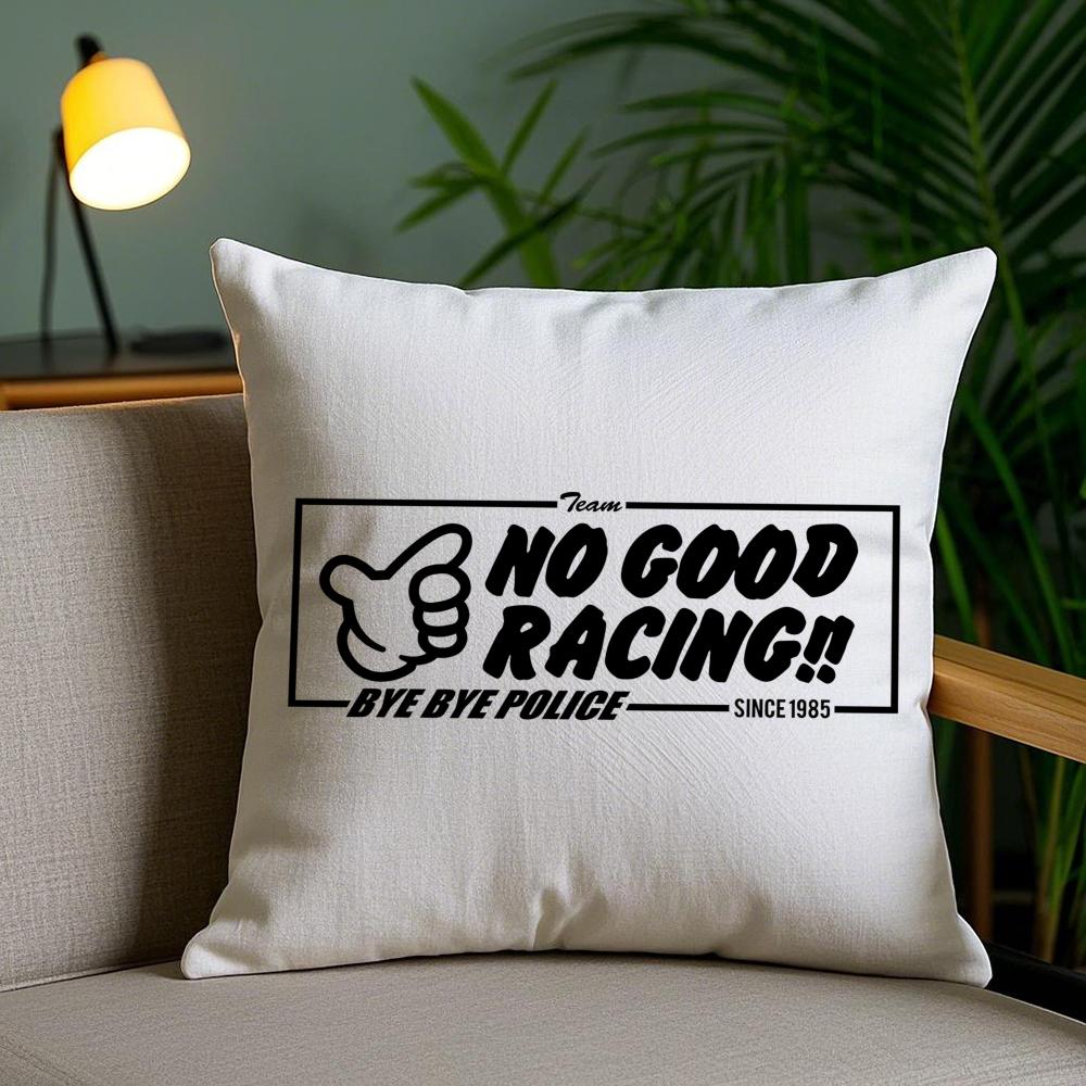 No Good Racing Cushion Cover Plush Fabric Soft Double-Sided Printed Invisible Zipper Sofa Pillow Case Home Decor