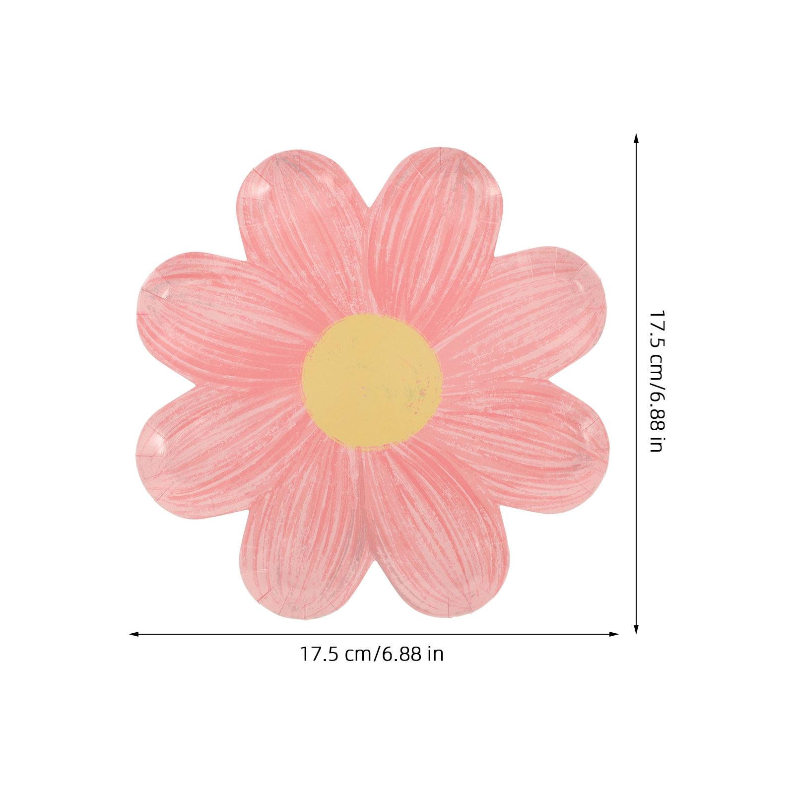 

10 шт. Бумажные тарелки с ромашками, 7 дюймов, Стильный цветочный дизайн, Одноразовые тарелки для летнего пикника, Вечеринки по случаю дня рождения, Весеннего празднования розовый