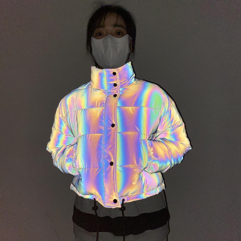 Damen Reflektierende Hoher Kragen Glänzende Daunenjacke - Winter 2026 Petite Stil