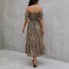 European and American Summer New Exotic Bohemian Vacation Style One-word Shoulder Princess Sleeve Dress