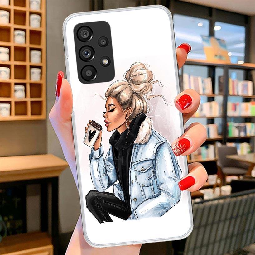 Girl Boss Female Coffee Phone Case For Samsung Galaxy A17 A37 A57 A16 A26 A36 A56 A15 A25 A35 A55 A14 A24 A34 A54 A13 A23 A33 A5
