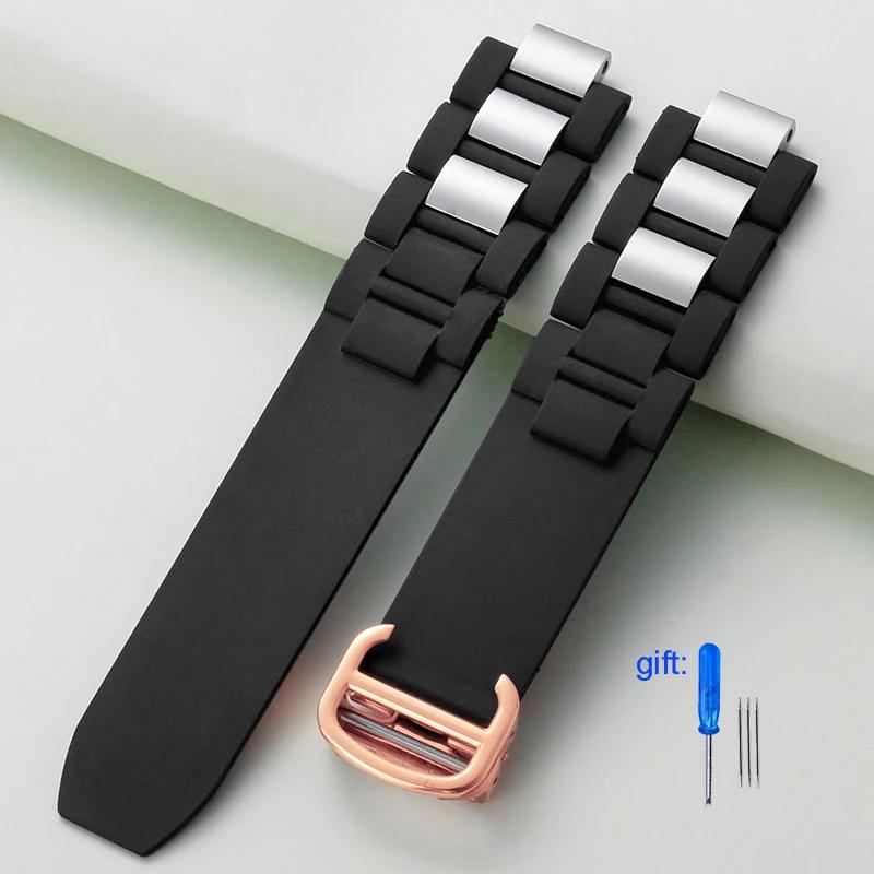 

Premium-Grade silicone strap with convex 20X10MM for cartier 21 Chronoscaph sports waterproof watchband W10198U2 W10197U2 belt 20mmX10mm