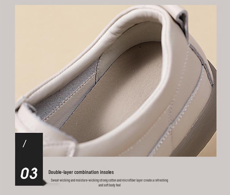 Women's Cowhide White Slip-On Shoes: Summer/Autumn Soft Sole, Casual Elastic Band Sneakers