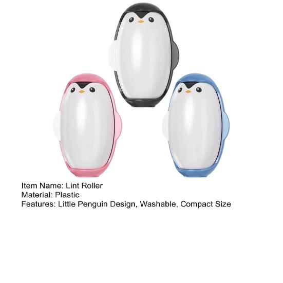 1/3Pcs Lint Remover Portable Mini Travel Lint Roller Washable Little Penguin Design Sticky Debris Remover