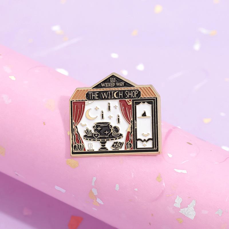 Bat Cartoon Unique Crystal Moon Wand Brooch Fun Metal Badge For All Occasions