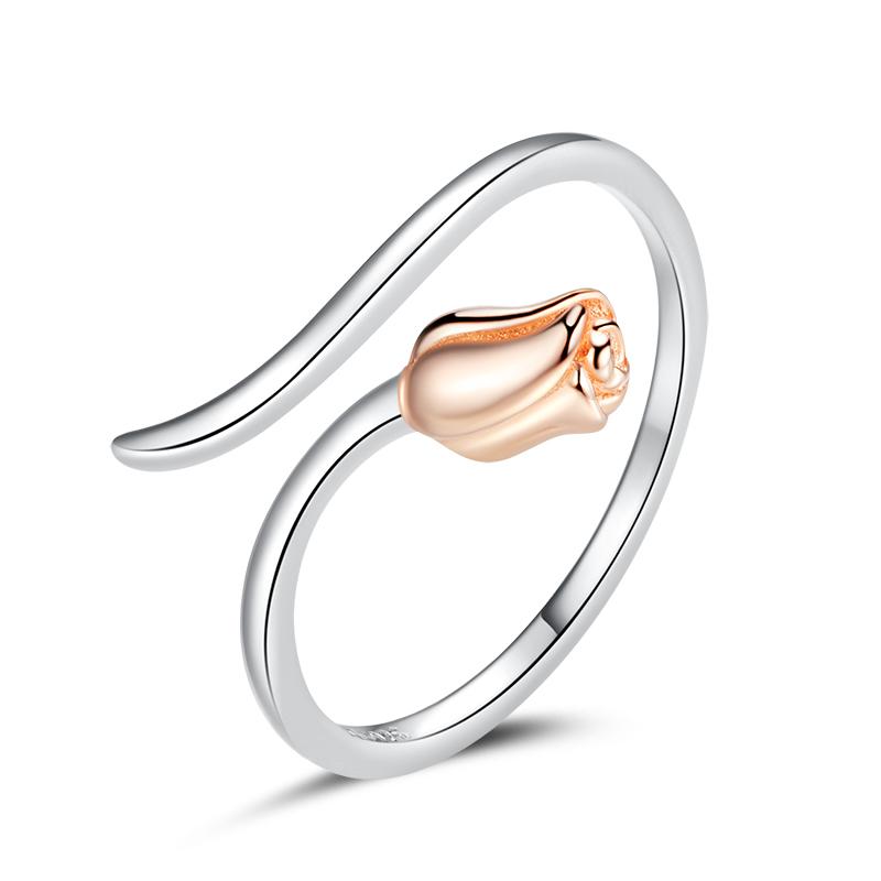 WOSTU Adjustable Rings Real 925 Silver Stackable Engagement Zircon Open Size Rings For Women Female Original Jewelry