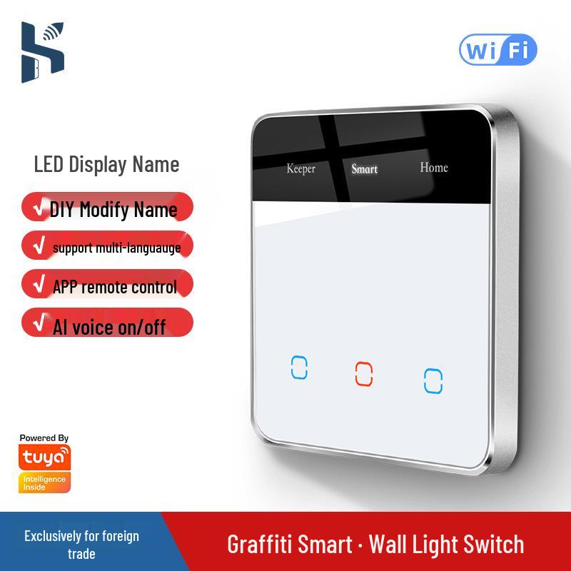 Graffiti Smart Home WiFi Touch Light Switch with Glass Panel, Compatible with Google Alexa Black - 1 Way