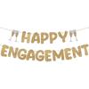 Breling Pre Strung Happy Engagement Banner Glitter Engagement Party Decorations for Congratulations Engaged Wedding Shower Signs Decor(Champagne