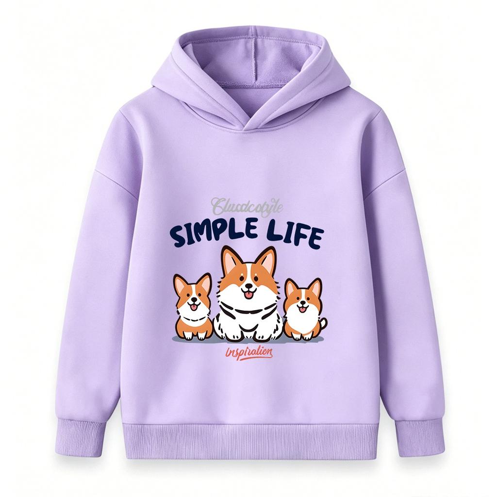 Toddler Boys Girls 100% Cotton Short Sleeve Crew Neck T-Shirt, Adorable Corgi Simple Life Printed Casual Soft Breathable Summer Tee for Daily Wear