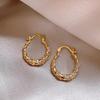 Huitan Gold Color Twist Hoop Earrings with Cubic Zirconia Statement Women's Ear Accessories Daily Wear Modern  Drop Ship