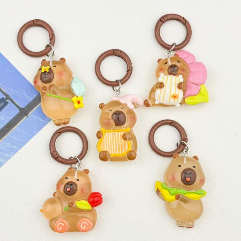 Glow-in-the-Dark Capybara Resin Keychain for Backpacks