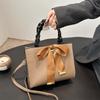Bow New Large-capacity Small Square Bag Women's Retro Trend Versatile Texture Temperament Fashionable Commuter Messenger Bag
