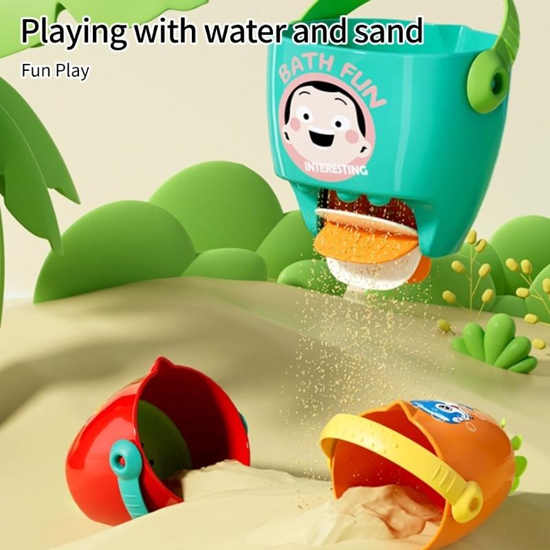 Balde de Banho de Bebê de Desenho Animado com Pulverizador Balde Aspersor Brinquedo de Banheira para Criança Pequena Aprendizagem Precoce Desenvolvimento Motor Fino
