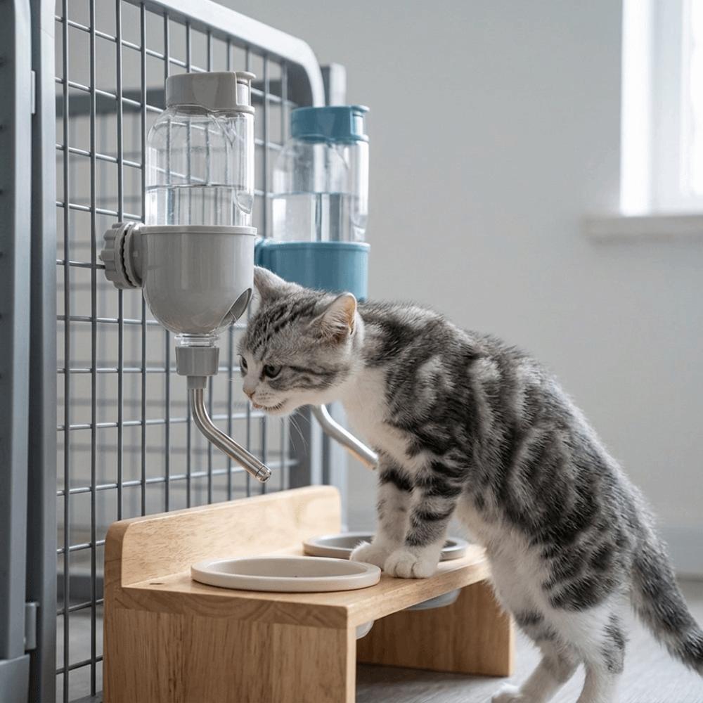 Anti-drip Pet Water Feeder Suction Cup Attached Double Steel Bead Crate Hanging Water Bottle Hanging Mount No Wet Mouth