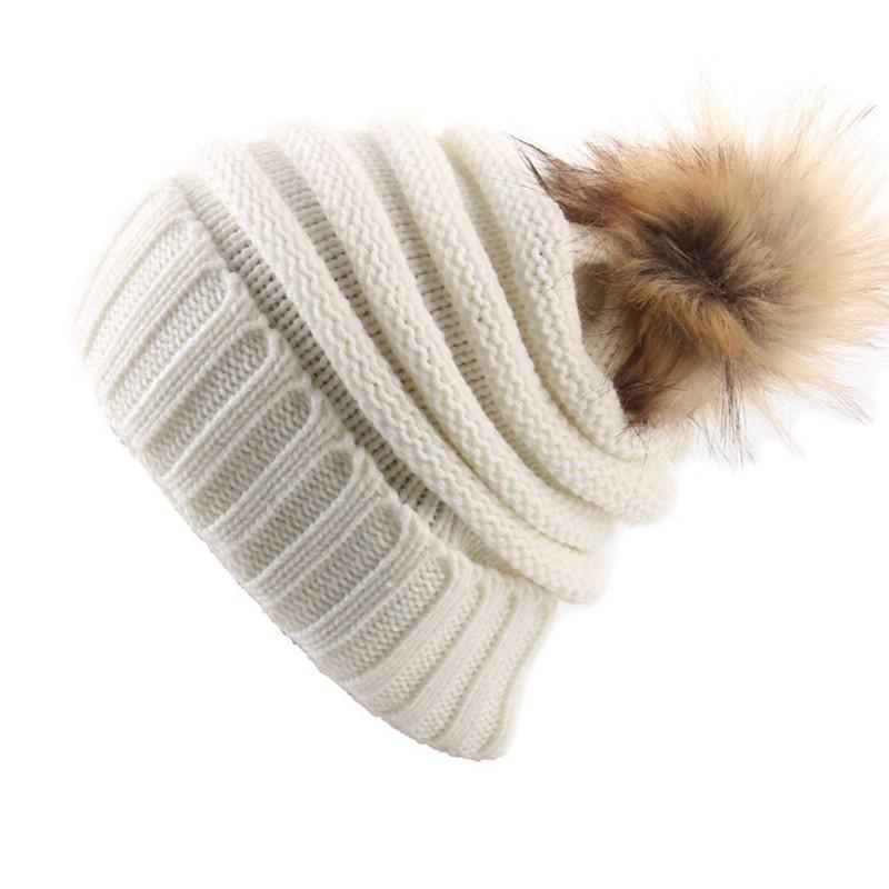 Stylish Winter Women's Knitted Beanie Hat With Versatile Pom Pom Design And Warm Material