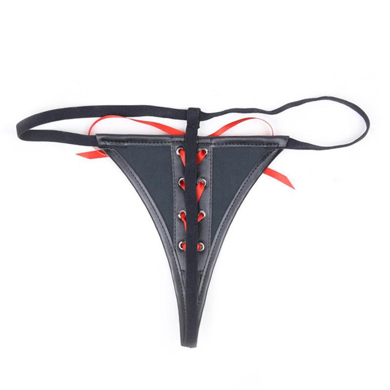 Lingerie babydoll erotica sexy Bikini fiocco sexy micro bikini Mutandine in pelle Pantaloni Bondage biancheria intima sex
