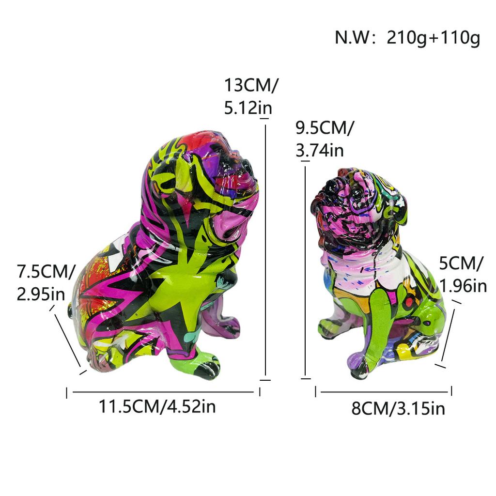 Colorful Sitting Top Posture Set of Two-eagle Dog Resin Crafts Home Use Living Room Decoration Porch Space-saving Ornaments