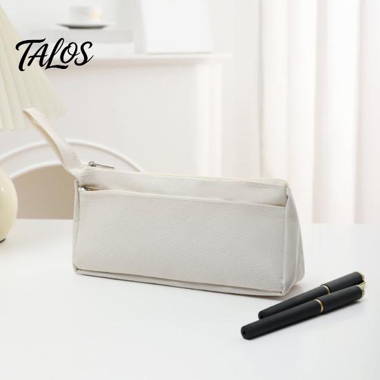 Practical Pen Storage for Classroom Pencil Case with Zipper And Handle, Durable Oxford Solid Color Minimalist Cloth Organizer, Portable Lightweight