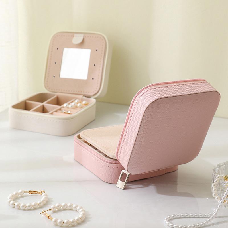 1PC Personalized Portable Jewelry Box for Women Girls Jewelry Case Small Jewelry Storage Pink Initial Letter