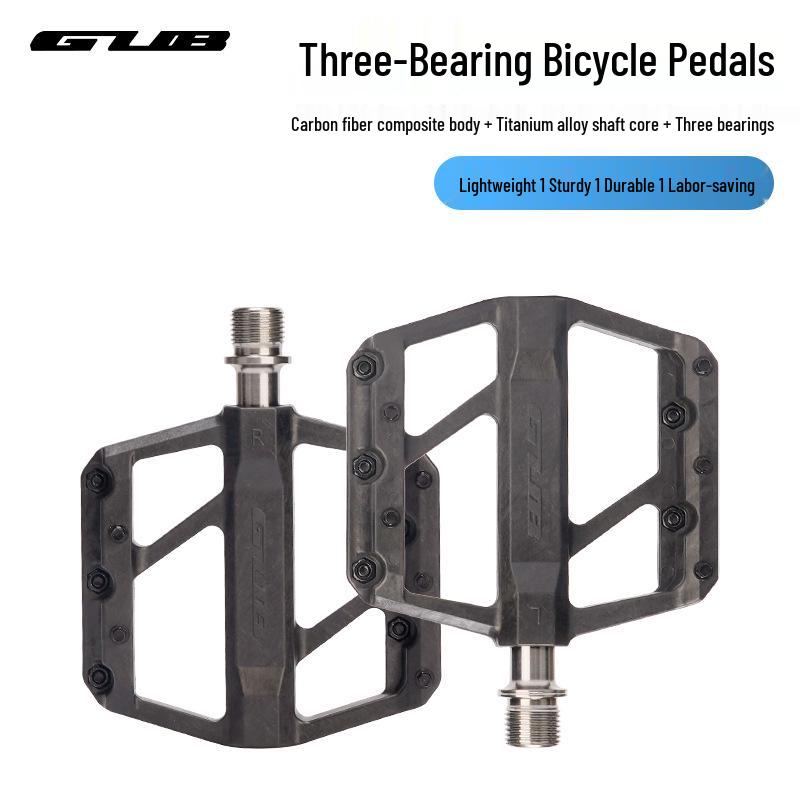 GUB GC-072 Carbon Fiber Pedals: Mountain/Road Bike Anti-Slip Titanium Alloy with Triple Bearings.