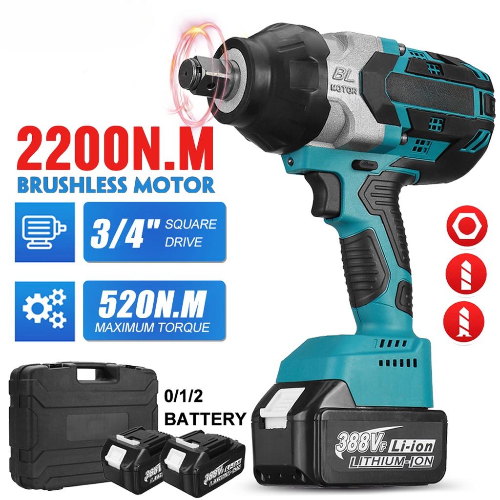 2200N.M High Torque Brushless Electric Impact Wrench Screwdriver Cordless Wrench Power Tools for 18V Battery
