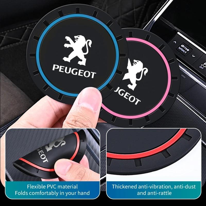 2 szt. mata pod kubek samochodowy materiał PVC wodoodporna miękka i łatwa do czyszczenia antypoślizgowa podstawka pod napoje odpowiednia do samochodów Peugeot