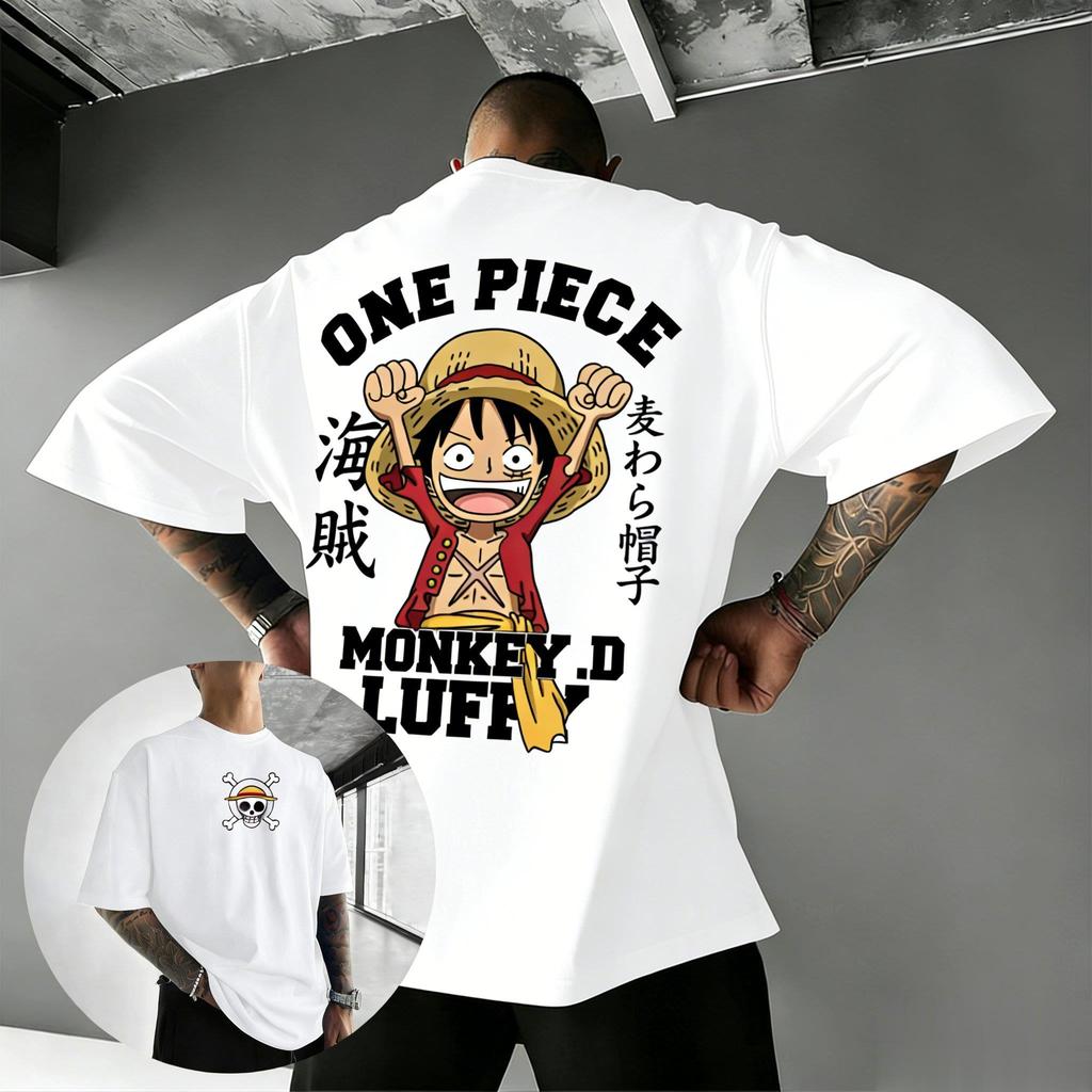 Bandai One Piece Luffy Print Kurzarm Locker Herren und Damen Sommer Pendeln Atmungsaktiv Sport Baumwolle T-Shirt 2026