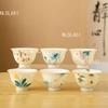 2PCS  Ceramic Hand-painted Tea Cups Chinese Plant Patterned Tea Bowl Living Room Coffee Cup Household Tea Ceremony Accessories