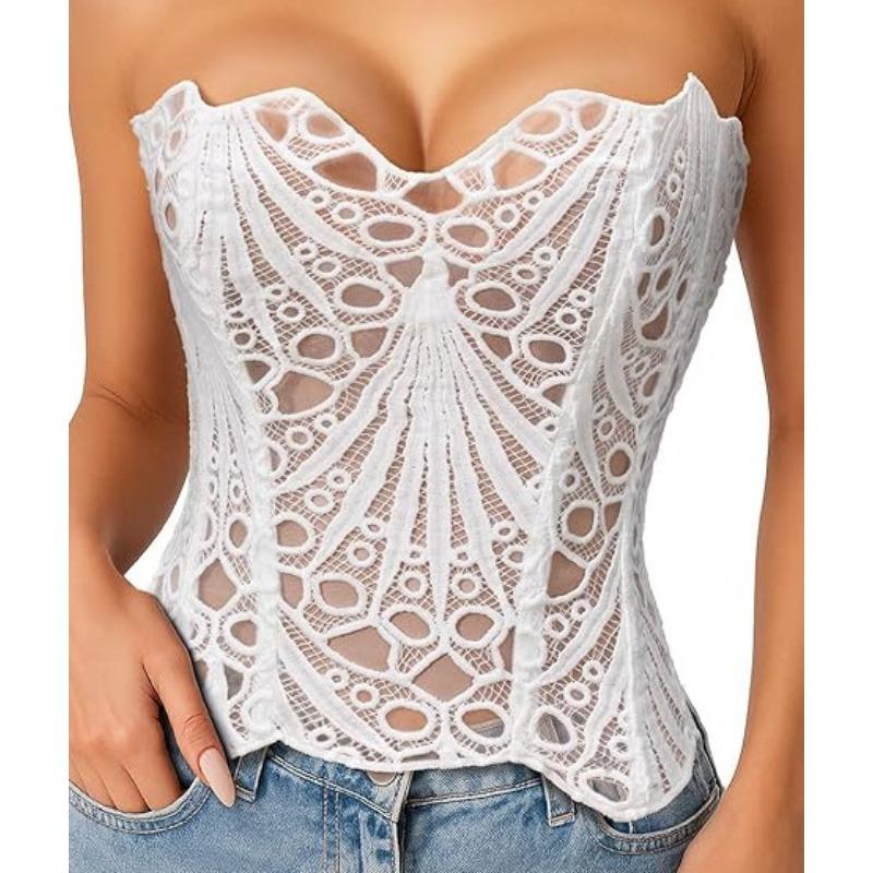 Kant Corset Top met Uitgesneden Design