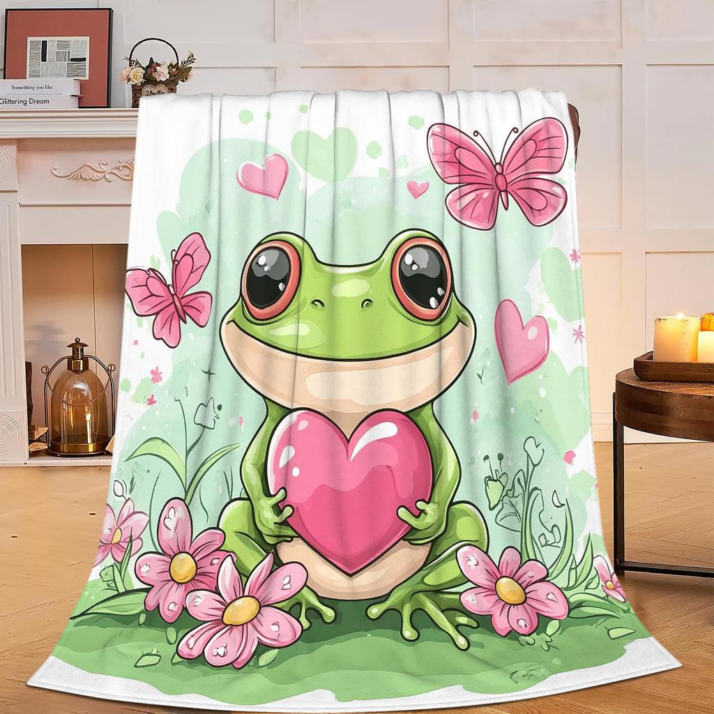 Süße, weiche, leichte Flanelldecke für Kinder, Ganzjahres-Cartoon-Tierdecke für Sofa, Couch, Bett, Dekorativ
