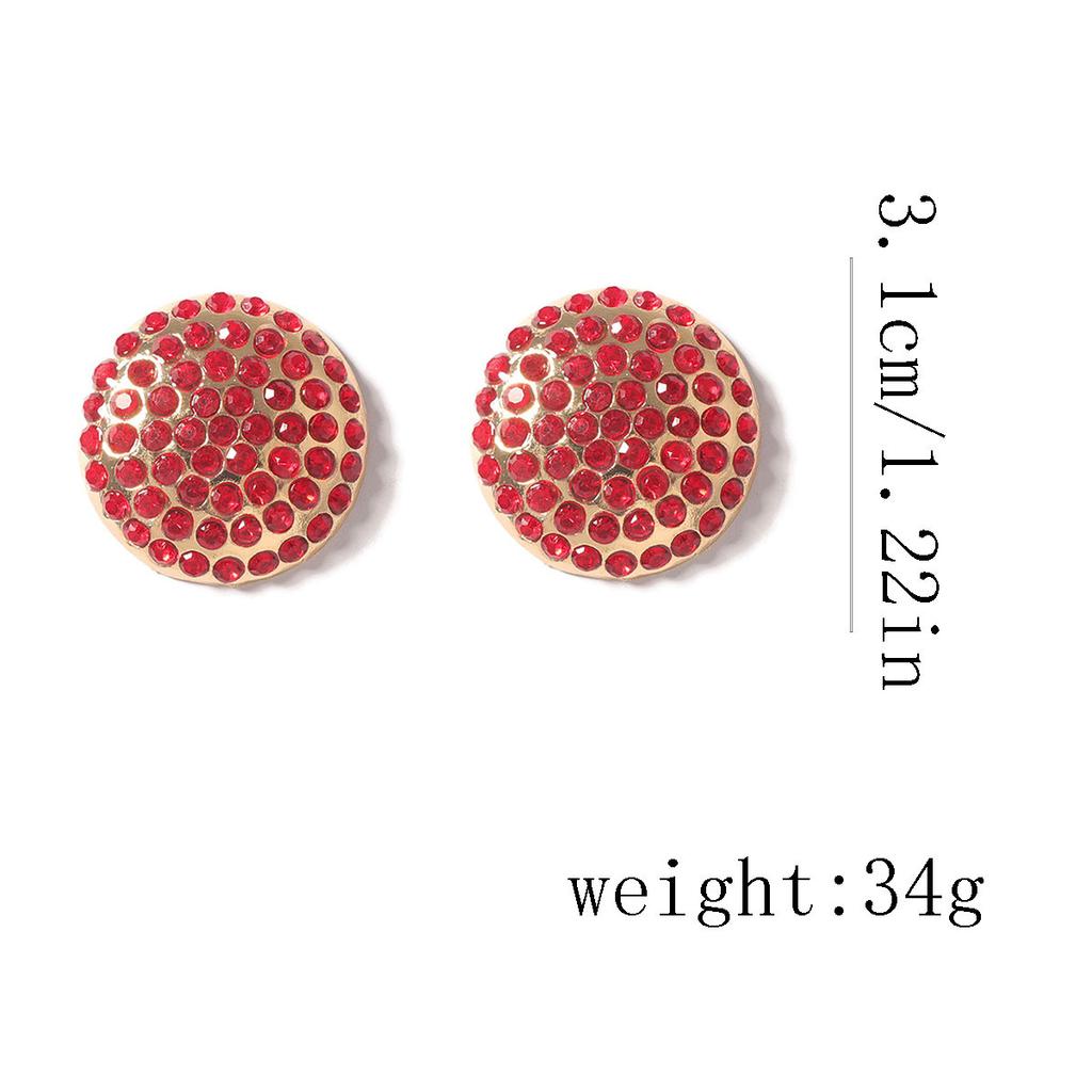 Exquisite and Trendy Fashion, Full of Diamonds, Simple Geometric Round Alloy Studs, Versatile Daily Temperament Women's Accessories