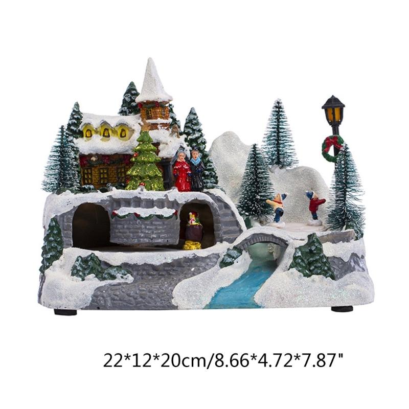 Christmas Glowing Snow House Figurine Rotatable Music Villages Sculpture for Home Bar Shop Decoration Gift Dropshipping
