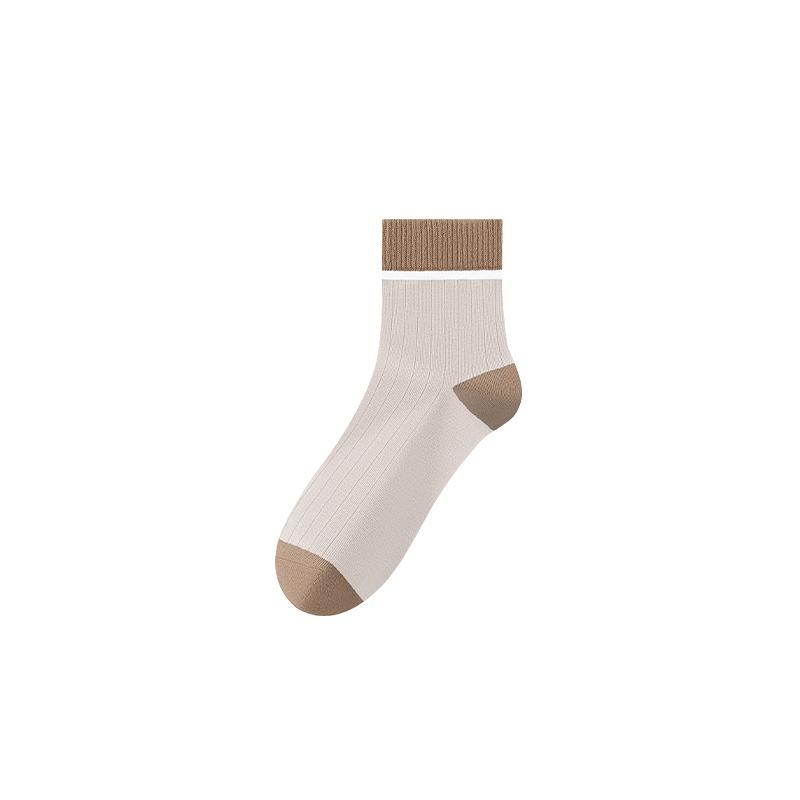 Men's Autumn and Winter Color-matched Mid-calf Socks, Casual Long Socks, Breathable, Anti-slip and Sweat-absorbing Cotton Socks