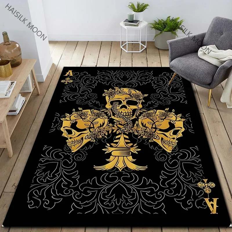 6 Style Black Card Club Ace Pattern Carpet for Living Room Bedroom Sofa Home Decor Non-slip Floor Mat Coffee Tables Area Rug