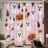 Halloween Cartoon Ghost Print Blackout Curtains, 2 Panels with Grommets, Bedroom Living Room Decor
