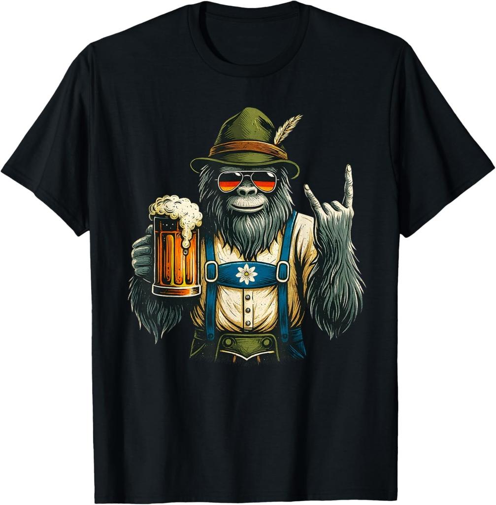 German Bigfoot Sasquatch Beer Lederhose Funny Oktoberfest T-Shirt Mens Womens Tees Top Unisex T-Shirt Mens Womens Tees Top