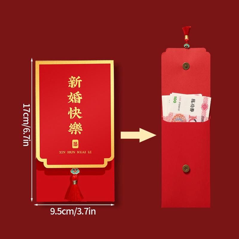 1Pc  Cloth Wedding Red Envelope Traditional Chinese Wedding Red Envelope Lucky Money Packets With Tassel Weddings Supplies
