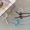 Korean Fashion Knotbow Choker Necklace for Girl Trendy Romantic Handmade Rice Beads Short Neck Jewelry Gift for Friend