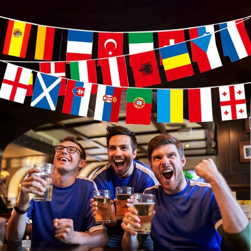 2025 Europa Länder Flagge Europa Fußball-Europameisterschaft Länderflaggen Wimpelkette National-Girlande Banner Fußball-Event für Partydeko