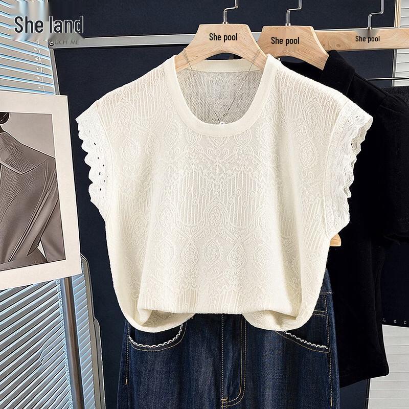 Women s Wool Blend Lace Sleeveless Knit Top One Size