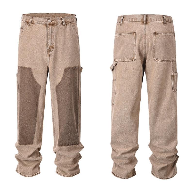 RogueWave Y2k Streetwear Vintage Pantalones Hombre Trees Camouflage Jeans Cargos for Men Patchwork Straight Baggy Casual Denim Trousers