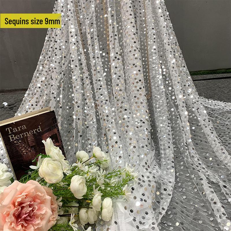 Gold & Silver Glitter Sequin Fabric for Wedding & Birthday Decor