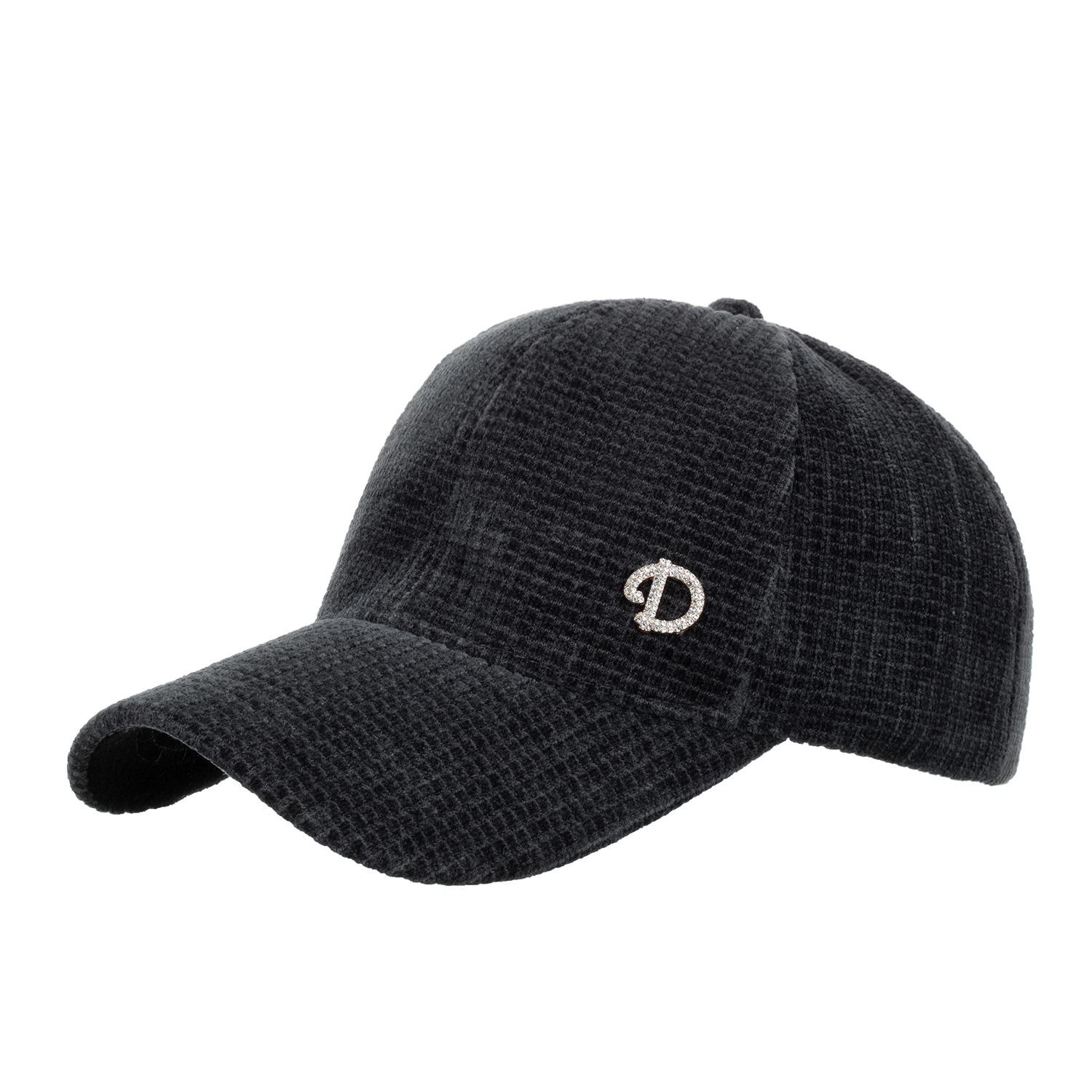 

Corduroy baseball cap children autumn and winter Korean version trendy fashion versatile retro letter baseball cap темно-сірий