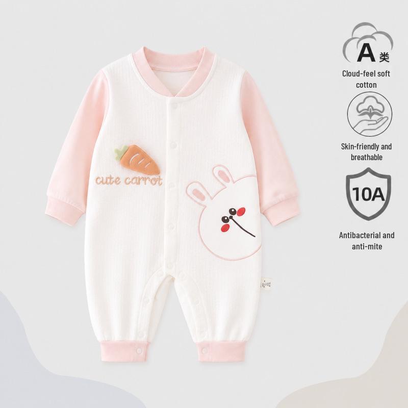 Nation's Top-Selling: Antibacterial Cotton Baby Bodysuit for Spring & Autumn - Long Sleeve, Perfect for Crawling & Home Wear.