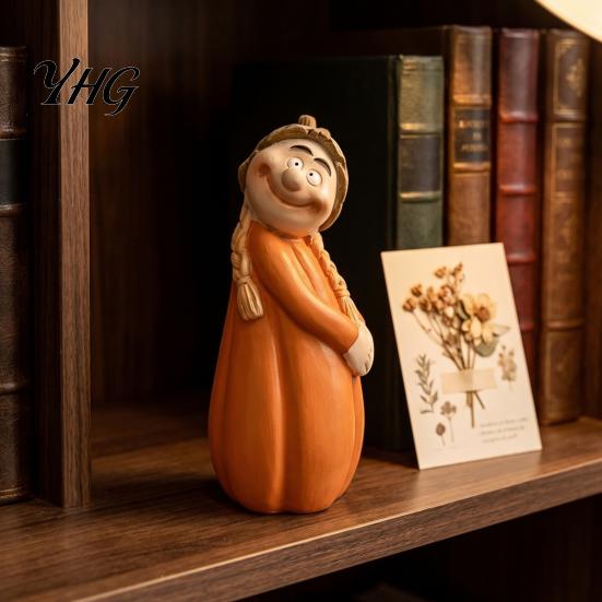 Cute Autumn Room Accents Resin Pumpkin Figure Ornaments for Home Decor, Miniature Holiday Gifts Friends Tabletop Decorations Thanksgiving Living