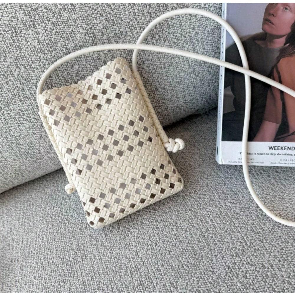 Sac Messager d'Été Creux Personnalité Femme Sac pour Téléphone Portable White multicolore