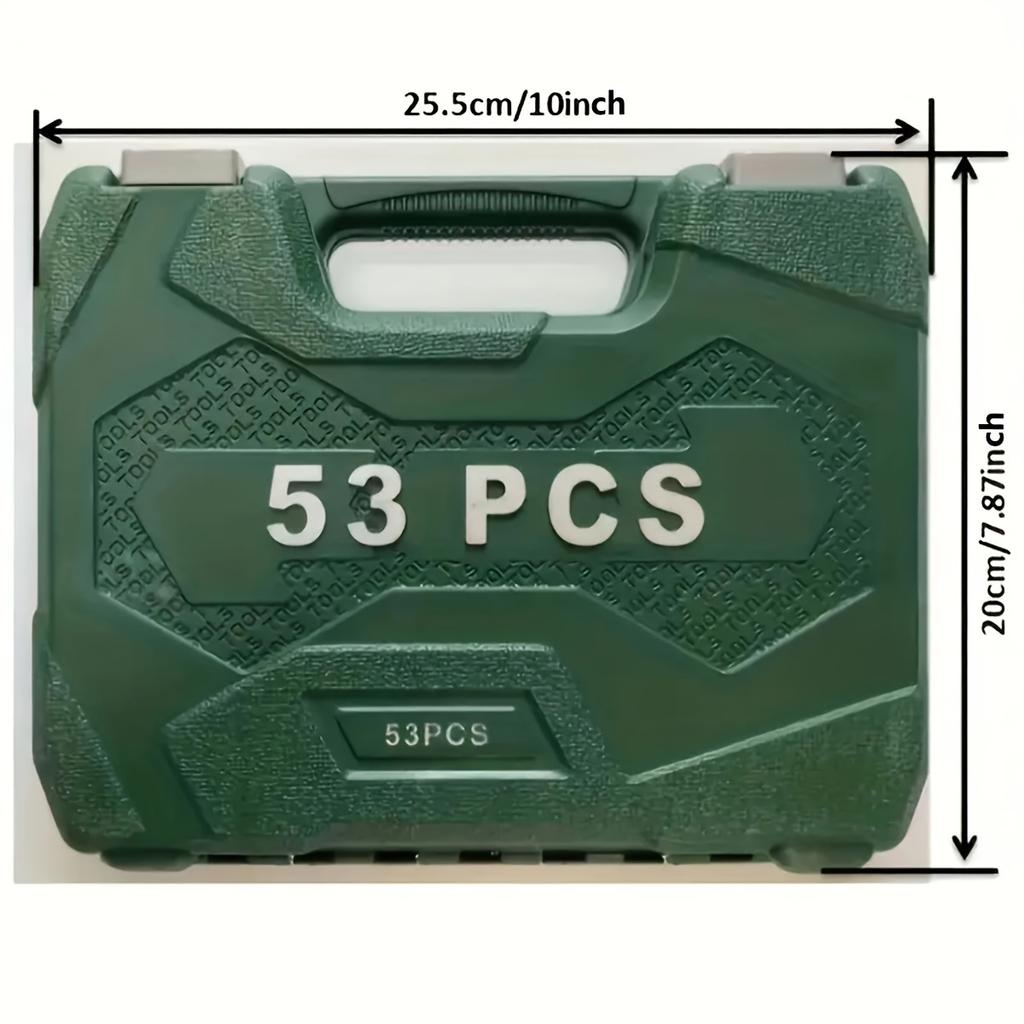 72 teeth / 53 pcs Drive Socket Set, SAE and Metric Hex Bit Socket Set, Ratchet Wrench Set with Mechanic Tool Kits for Auto Repai