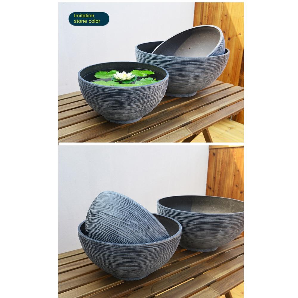 Large Bowl Planter Water Lily Pots Resin Crafted Garden Bowl Planter Simulation Water Plant Pot